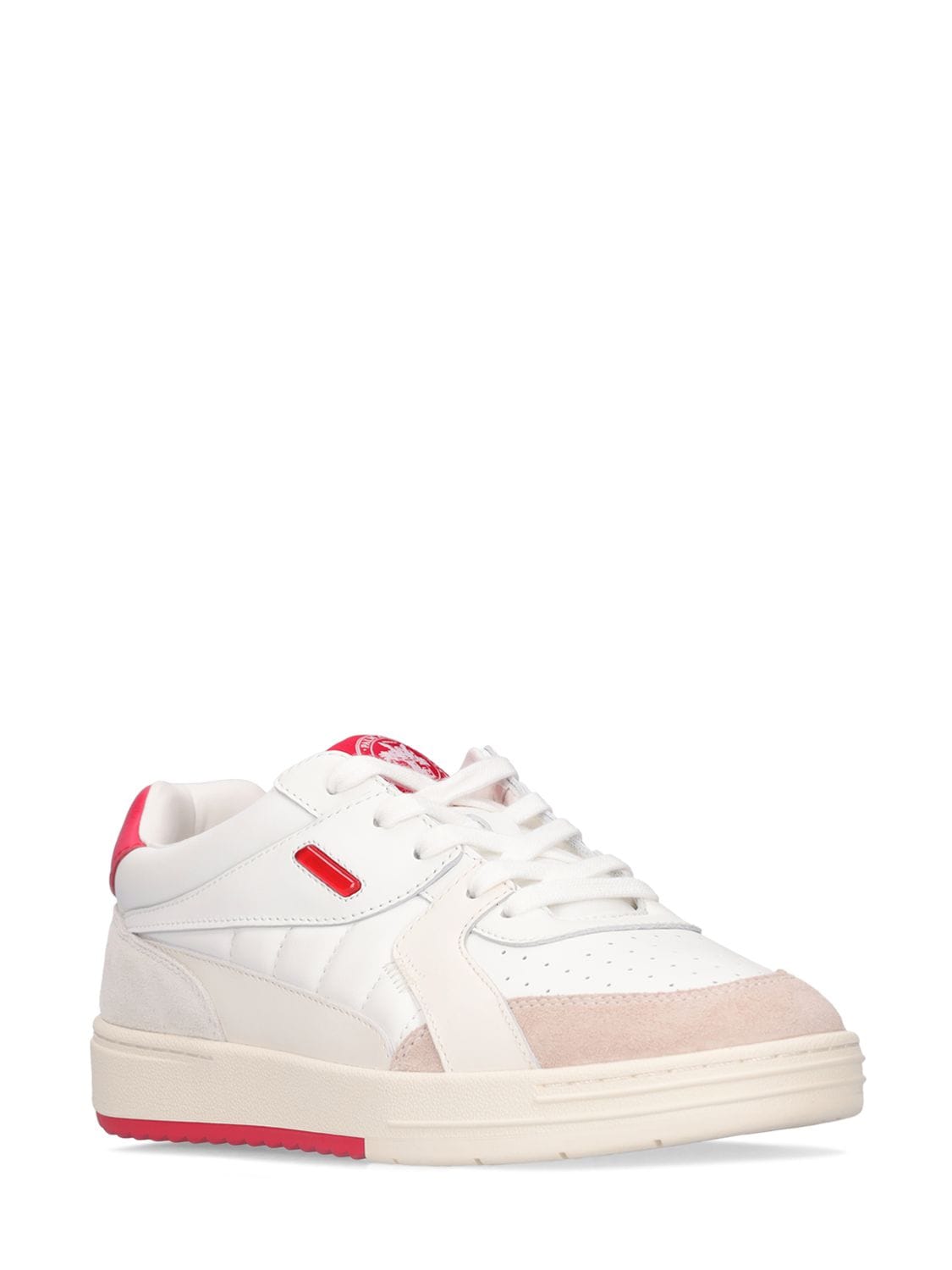 Shop Palm Angels Palm University Leather Low-top Sneakers In White,red