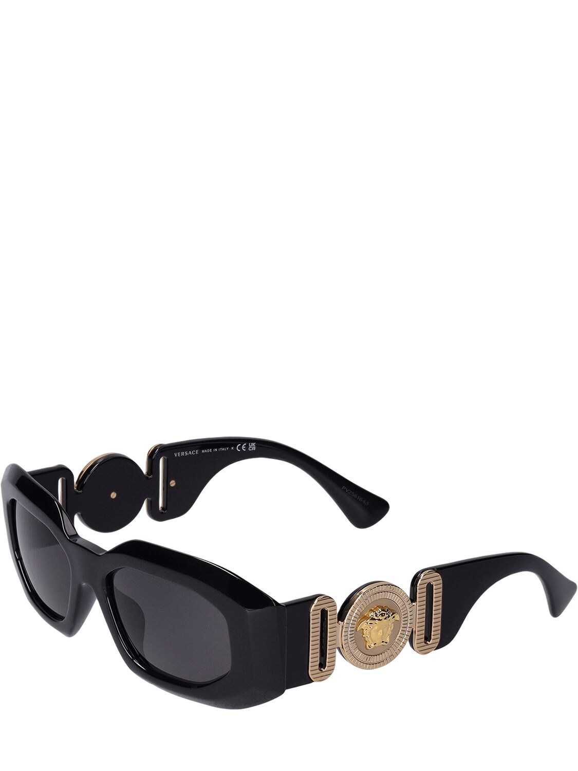 Shop Versace Big Medusa Biggie Squared Sunglasses In Black,grey