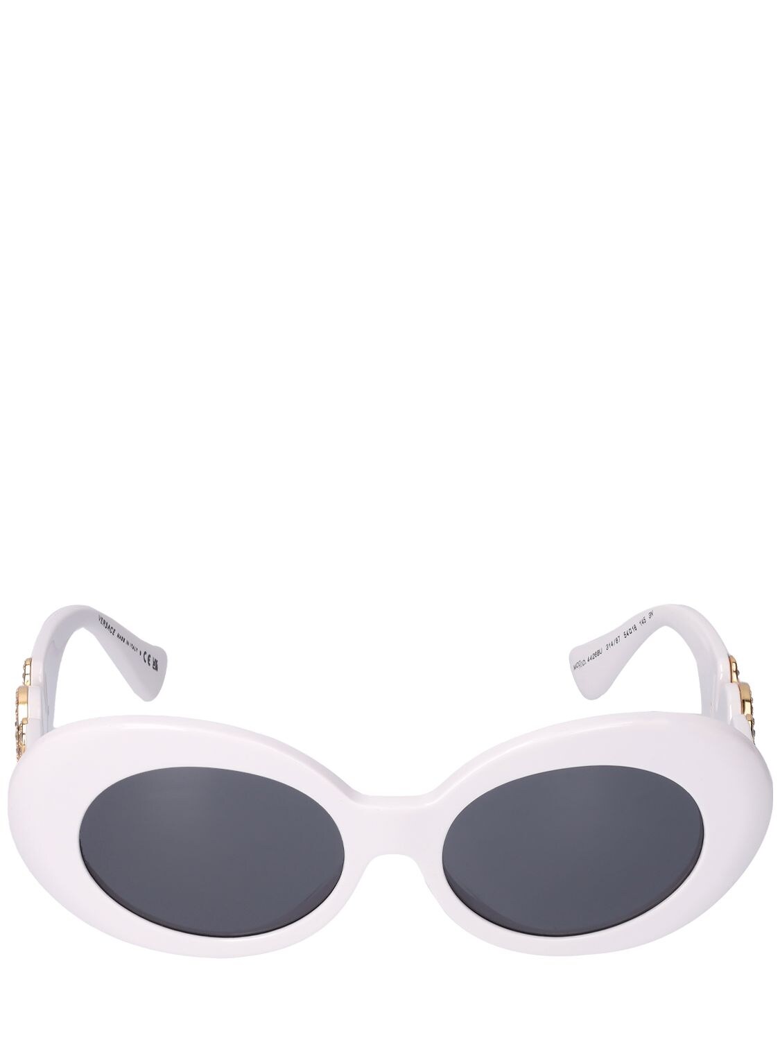 Versace Medusa Biggie Crystal Oval Sunglasses In White,grey | ModeSens