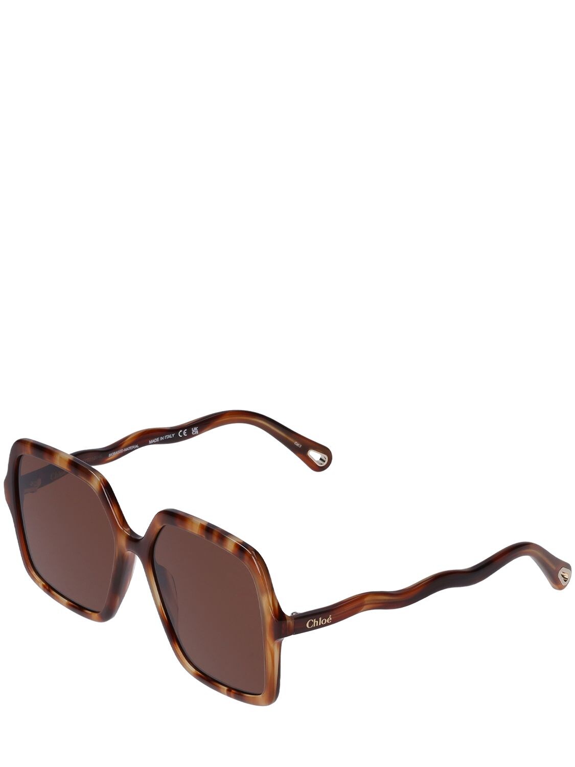 Shop Chloé Zelie Squared Acetate Sunglasses In Havana,brown