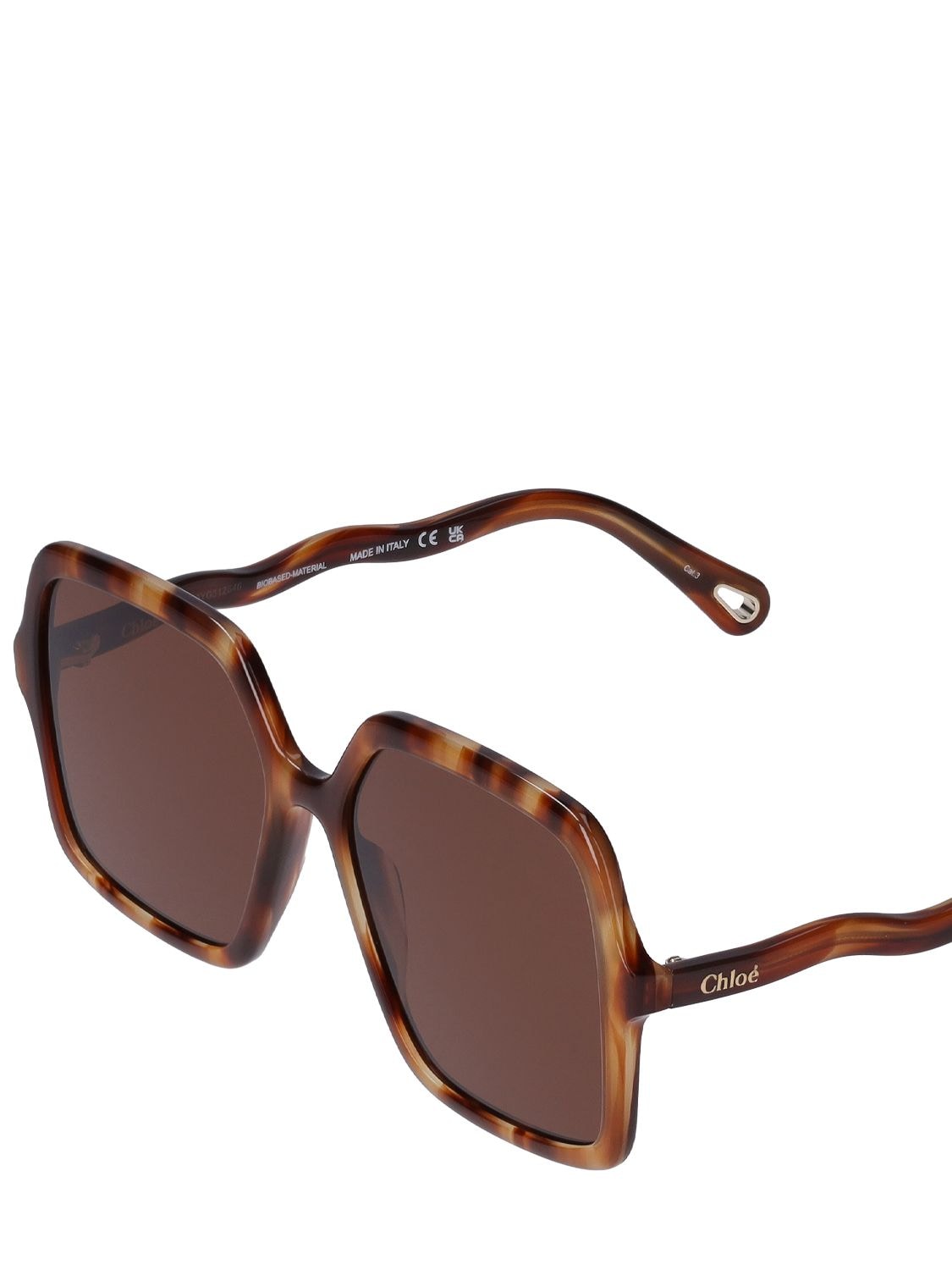 Shop Chloé Zelie Squared Acetate Sunglasses In Havana,brown