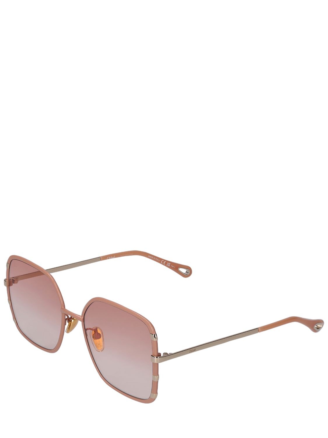 Shop Chloé Celeste Squared Metal Sunglasses In Gold,nude