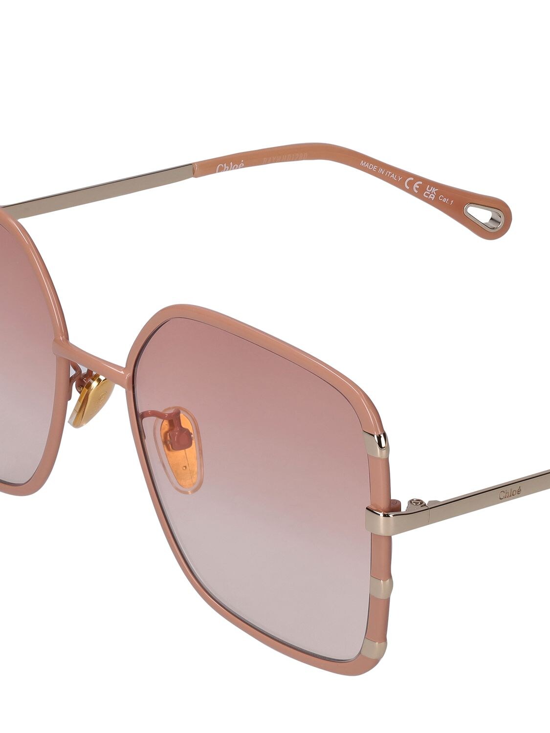 Shop Chloé Celeste Squared Metal Sunglasses In Gold,nude