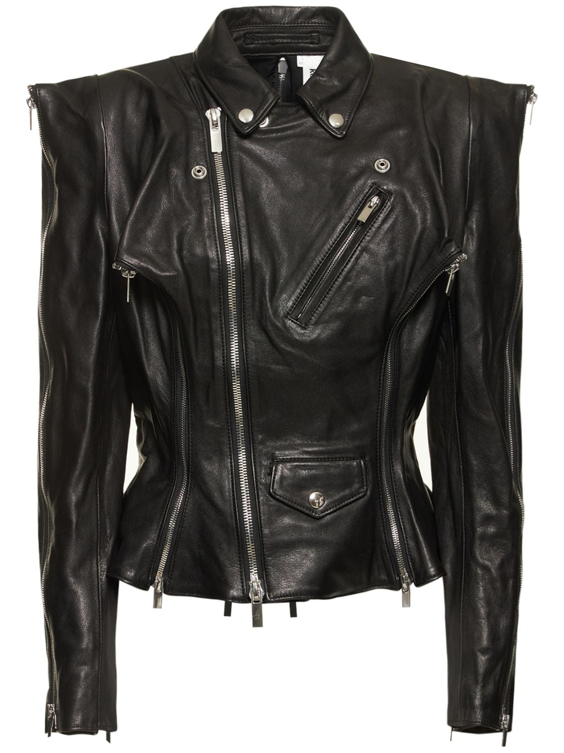 NOIR KEI NINOMIYA Leather Pointy Shoulder Biker Jacket | Smart Closet