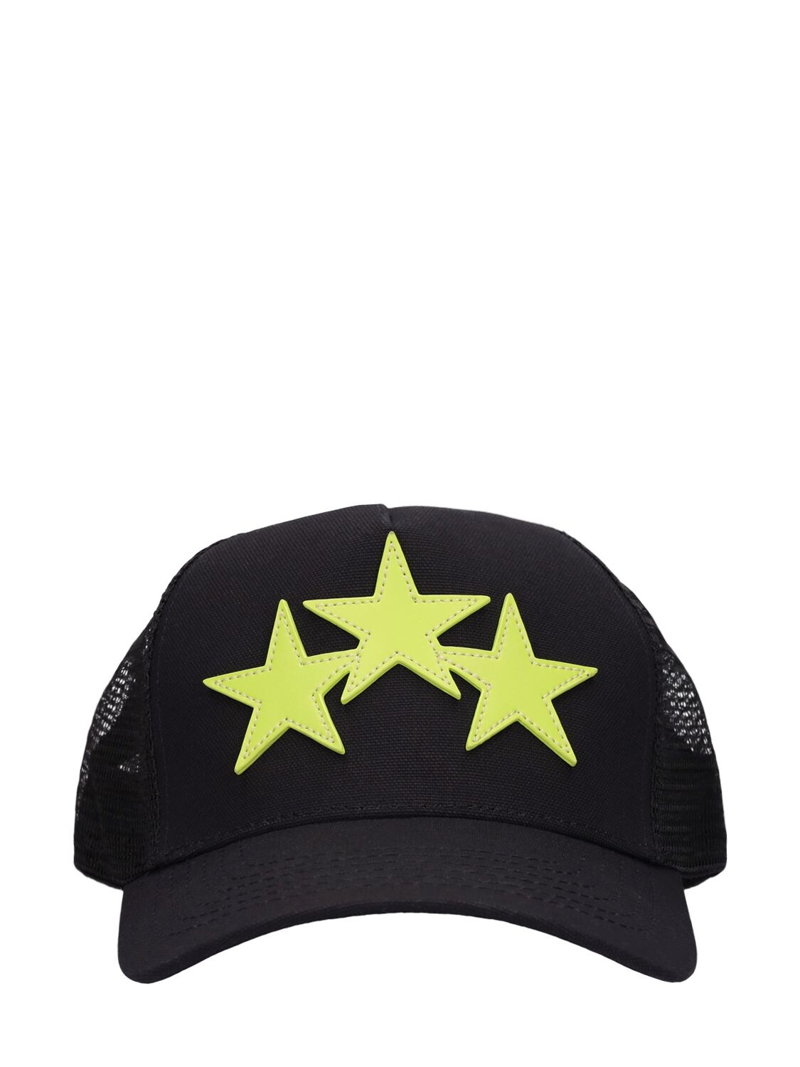 Amiri 3 Star Trucker Hat In Black,lime | ModeSens
