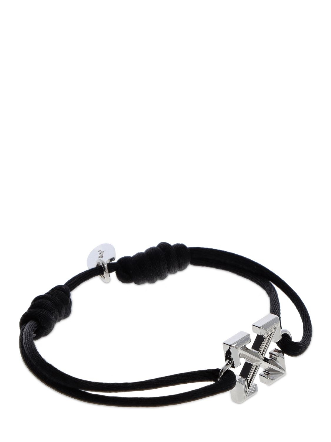 OFF-WHITE Arrow Chord Bracelet Silver in Black