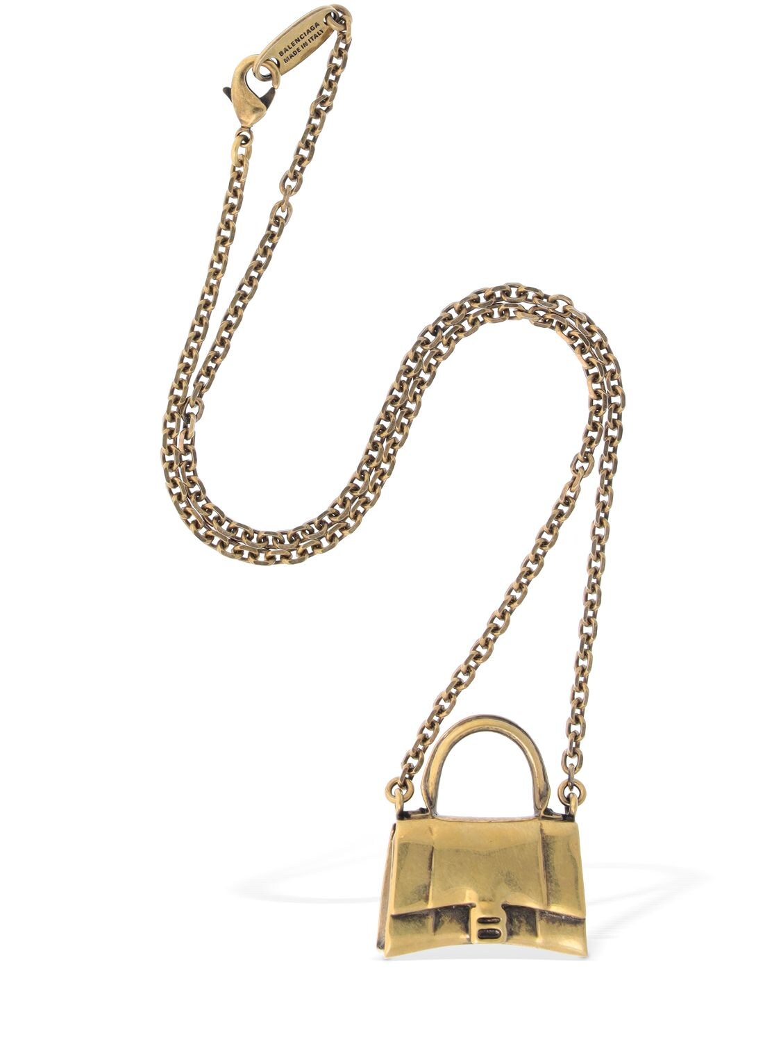 Shop Balenciaga Bag Brass Necklace In Gold