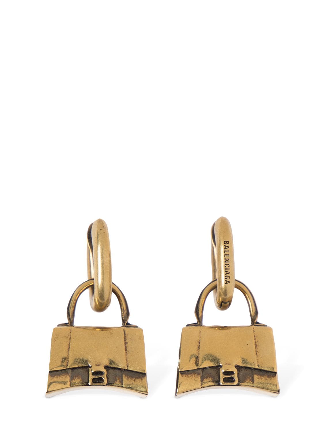 Shop Balenciaga Bag Brass Earrings In Gold