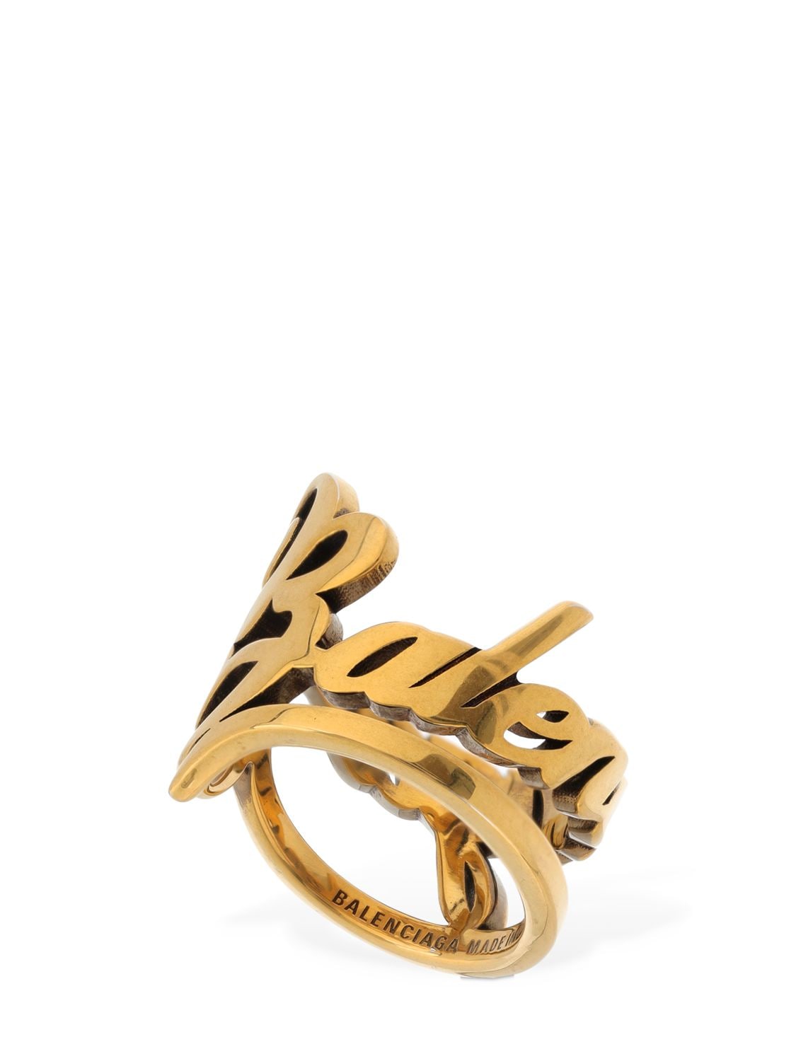 Balenciaga Typo Antique-effect Ring In Gold | ModeSens