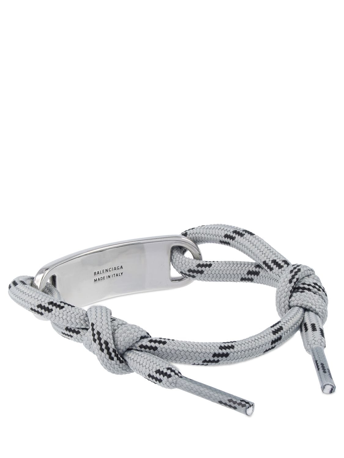 Shop Balenciaga Plate Bracelet In Grey,black