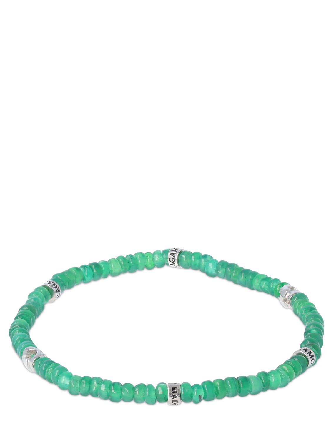 Bracelet Moyen En Perles D'agate Vertes