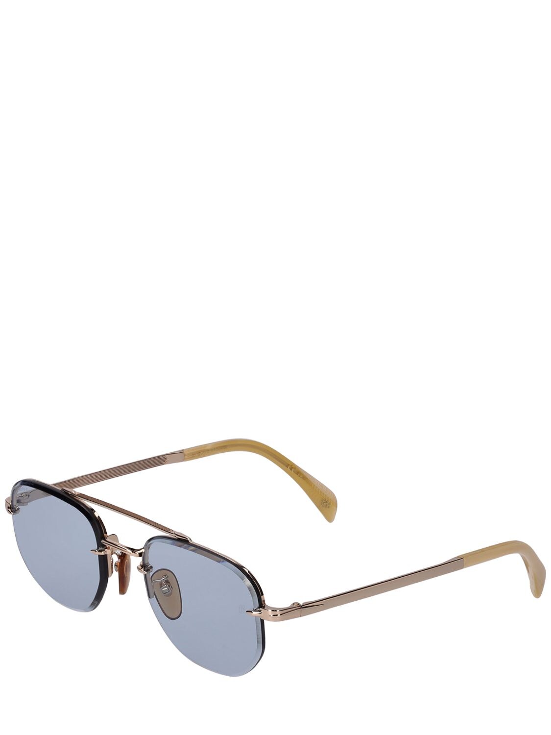 Shop Db Eyewear By David Beckham Db Geometric Stainless Steel Sunglasses In Beige,azure