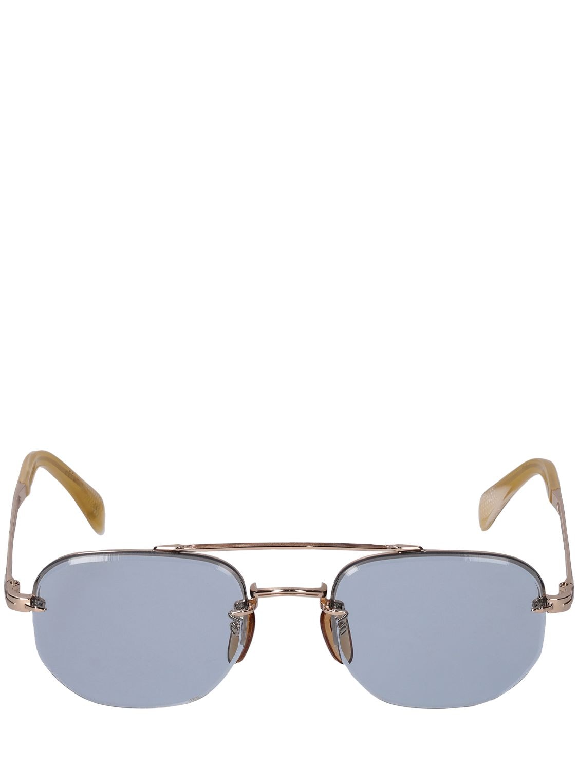 Db Eyewear By David Beckham Db Geometric Stainless Steel Sunglasses In Beige,azure