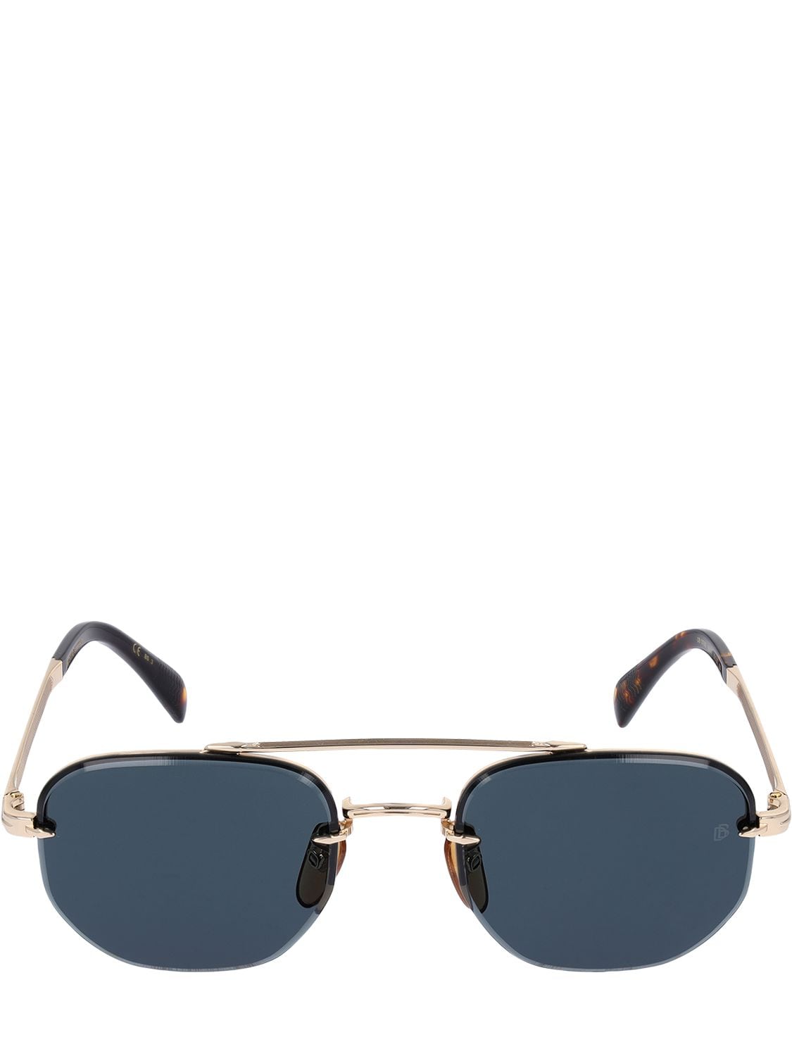 Db Eyewear By David Beckham Db Geometric Stainless Steel Sunglasses In Gold,green