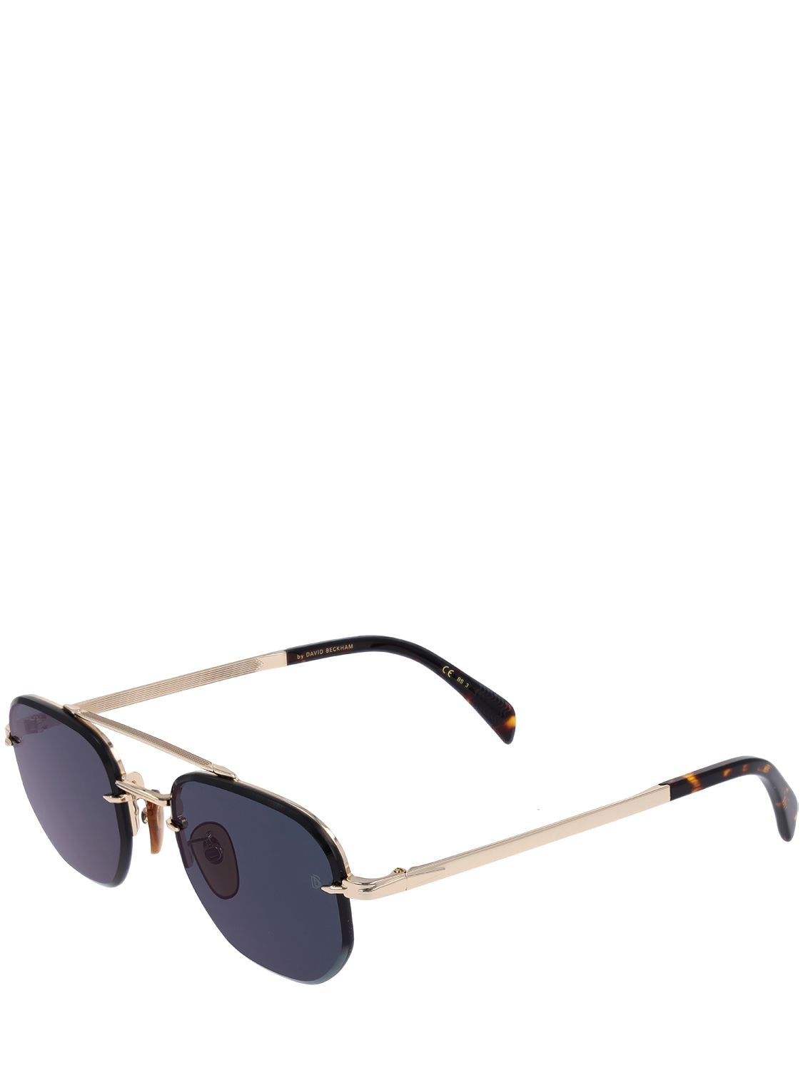Shop Db Eyewear By David Beckham Db Geometric Stainless Steel Sunglasses In Gold,green