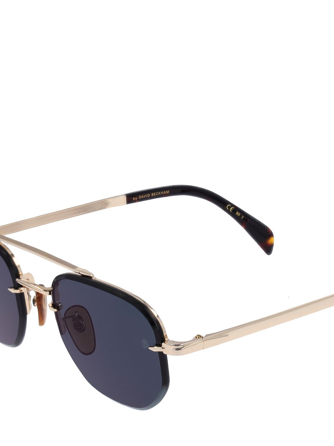 Shop Db Eyewear By David Beckham Db Geometric Stainless Steel Sunglasses In Gold,green