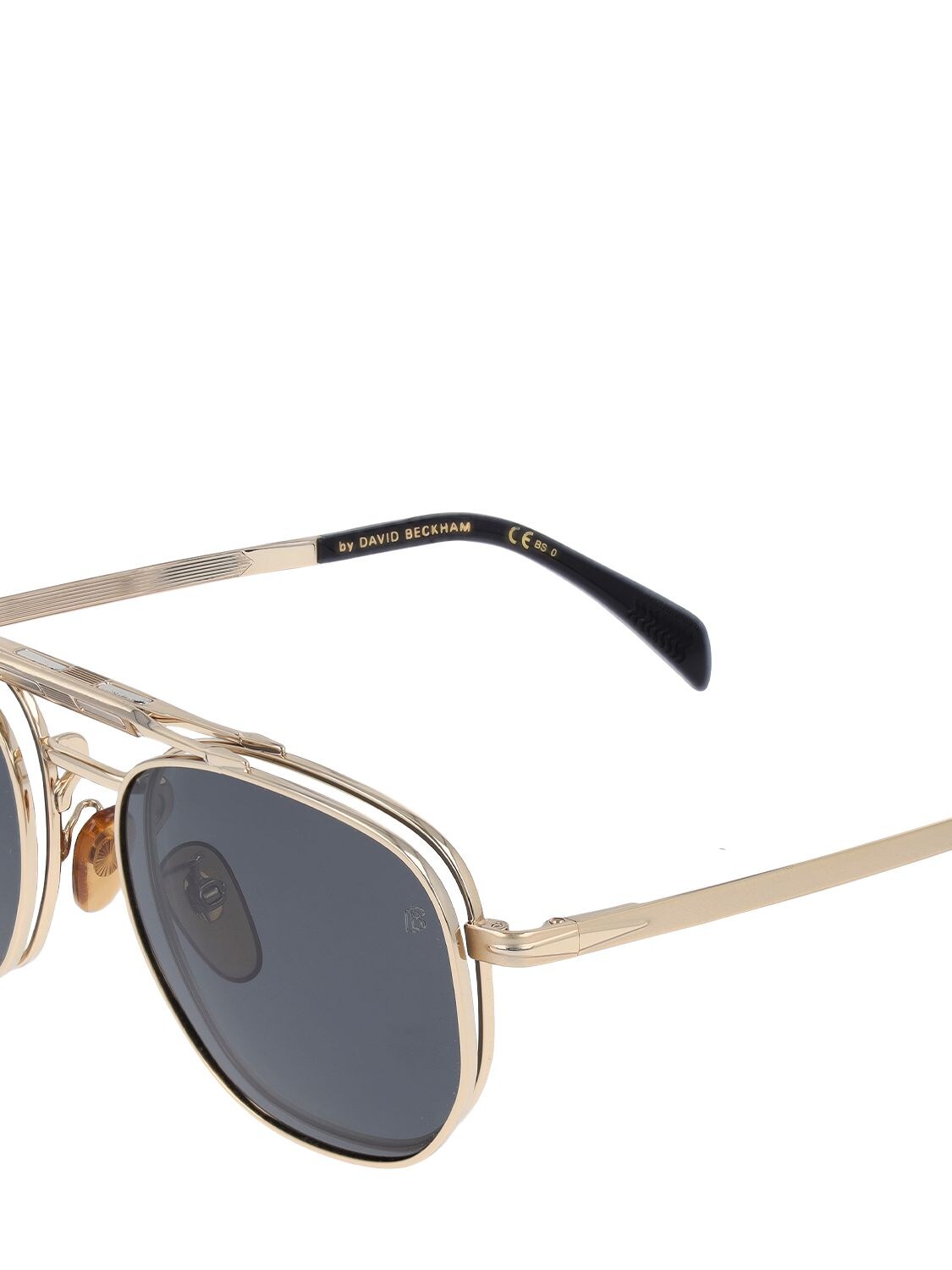 Shop Db Eyewear By David Beckham Db Squared Metal Clip-on Sunglasses In Gold,grey