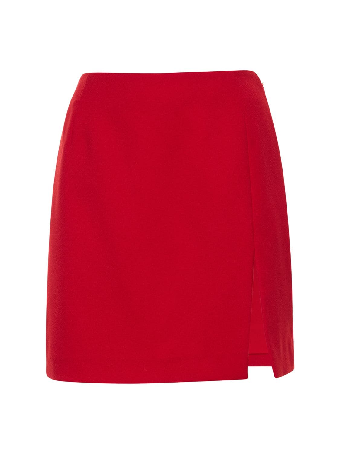 The Andamane Gioia Crepe Satin Mini Skirt W/ Slit In Red