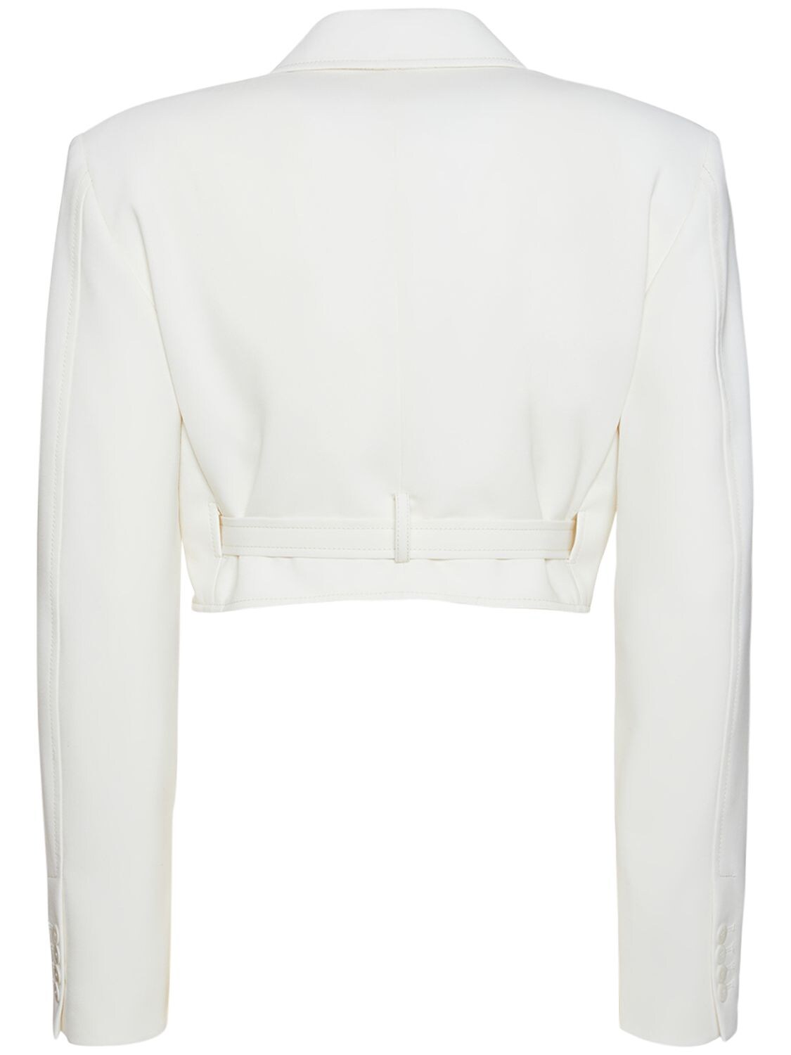 Shop Dion Lee Compact Wool Blend Interlock Crop Blazer In Natural