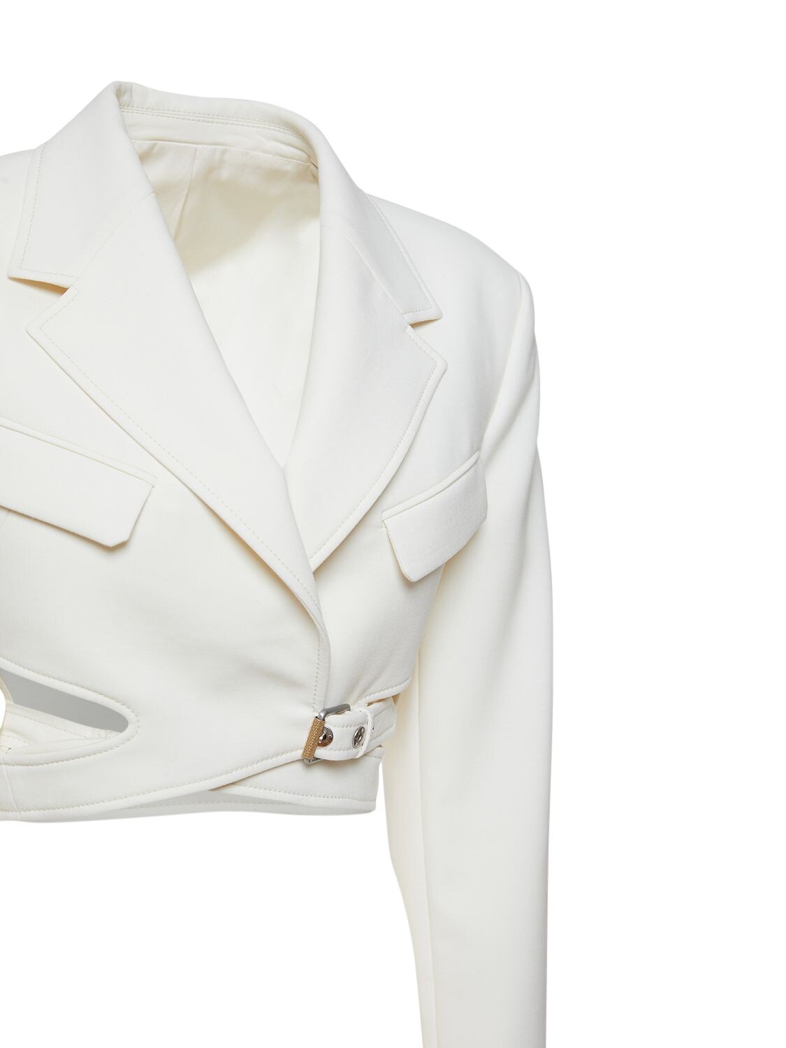 DION LEE COMPACT WOOL BLEND INTERLOCK CROP BLAZER 