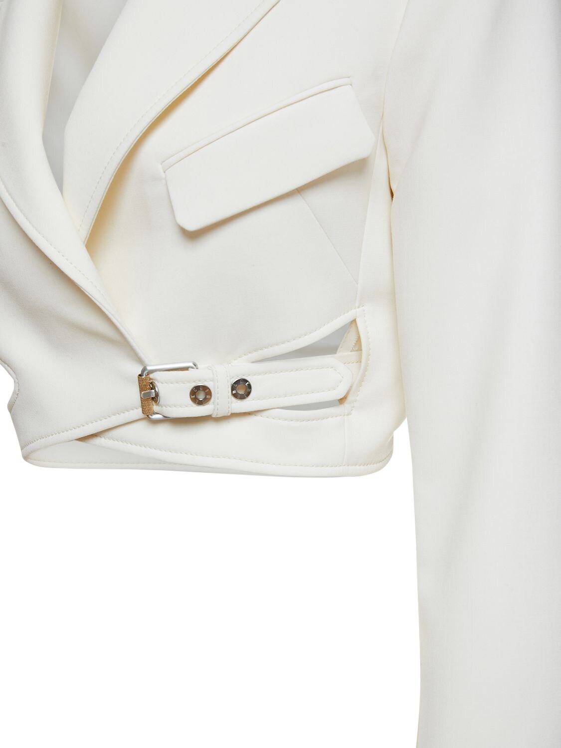 DION LEE COMPACT WOOL BLEND INTERLOCK CROP BLAZER 