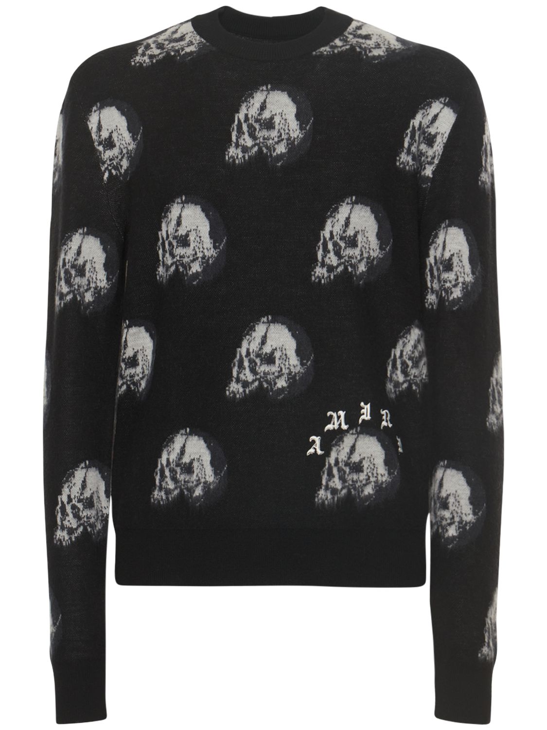 Amiri Black Wes Lang Edition Repeat Skull Sweater In Black,grey