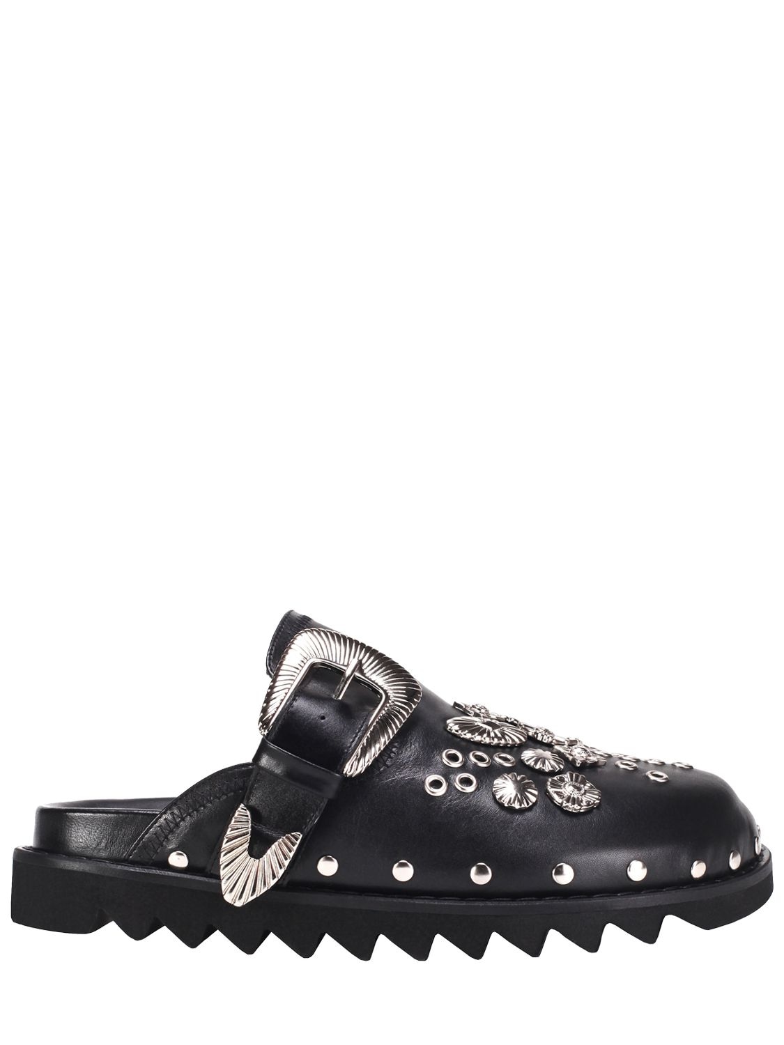 Leather Sabot Loafers In Black