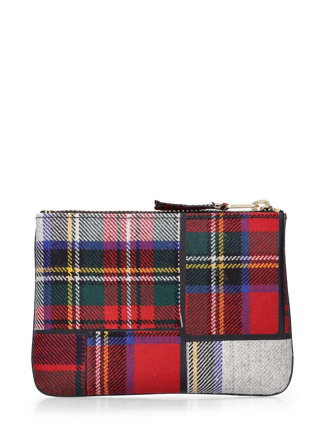 Shop Comme Des Garçons Tartan Patchwork Wool Wallet In Red