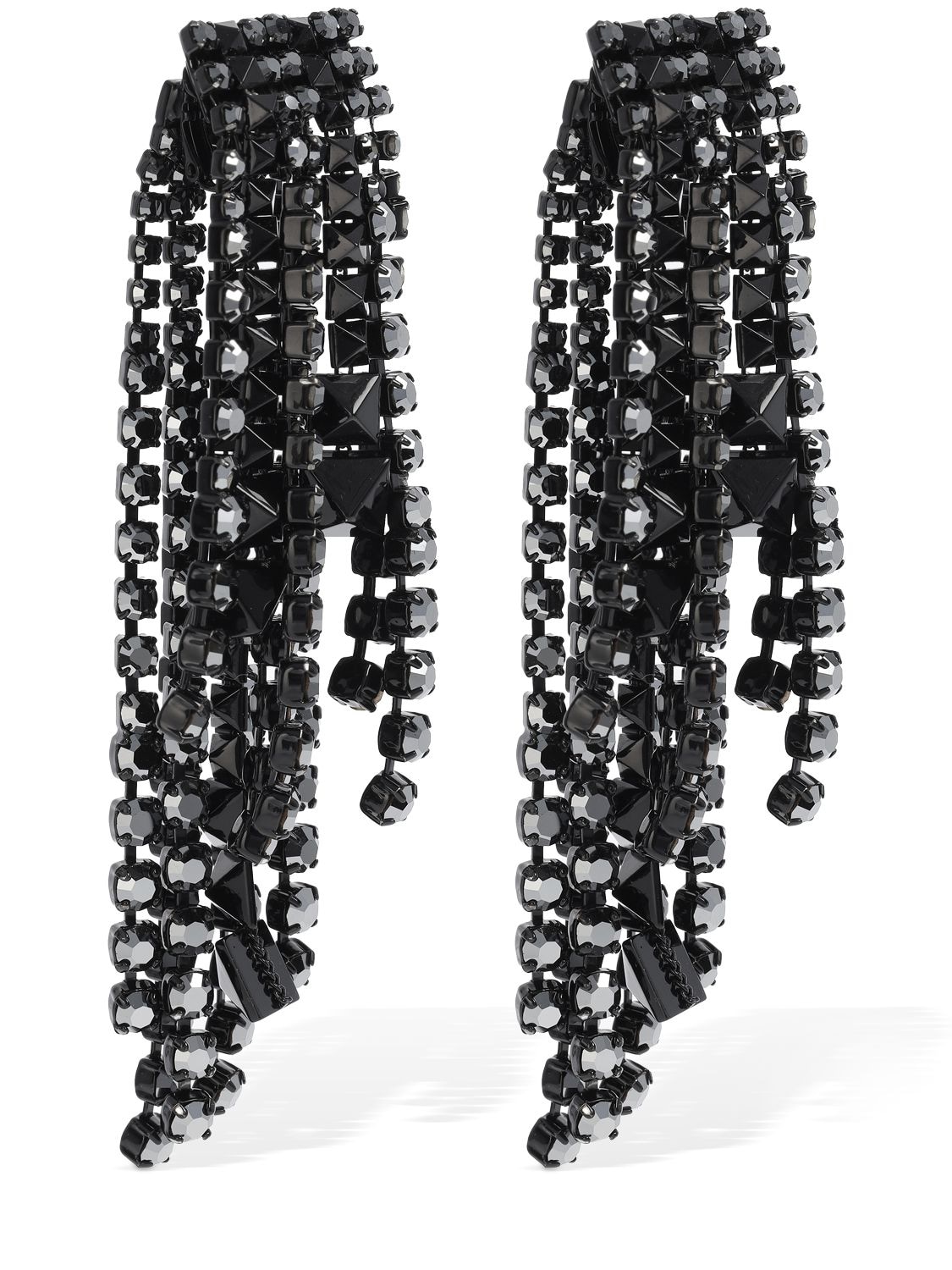 Shop Valentino Brightrain Crystal Pendant Earrings In Black