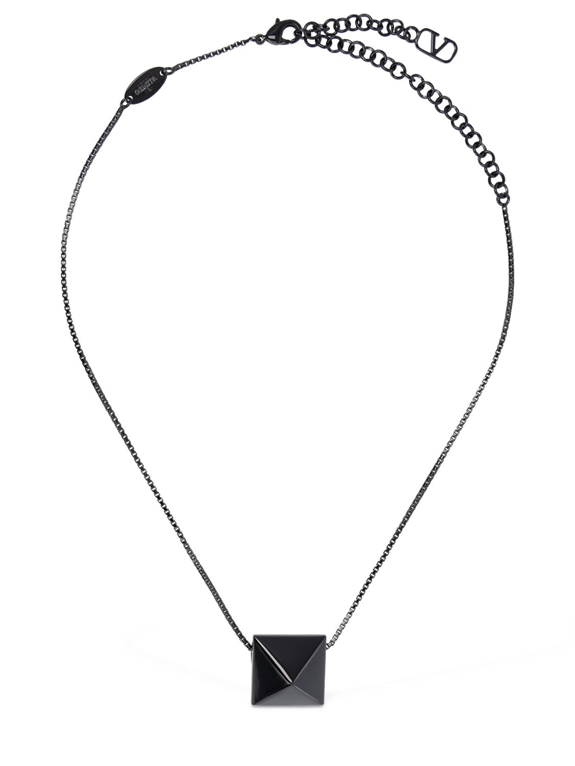 Valentino Garavani Rockstud Charm Necklace In Black