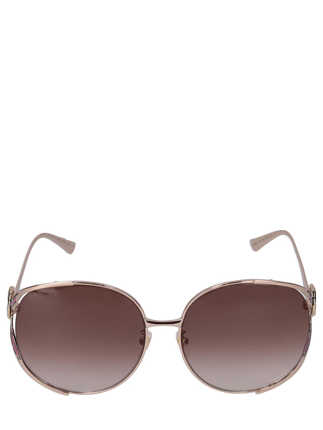 Gucci Gg0225s Round Metal Frame Sunglasses In Gold,brown ModeSens