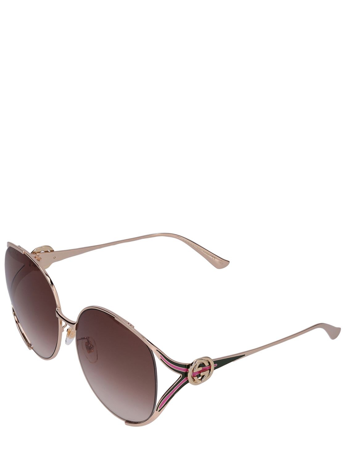 Gucci Gg0225s Round Metal Frame Sunglasses In Gold Brown Modesens