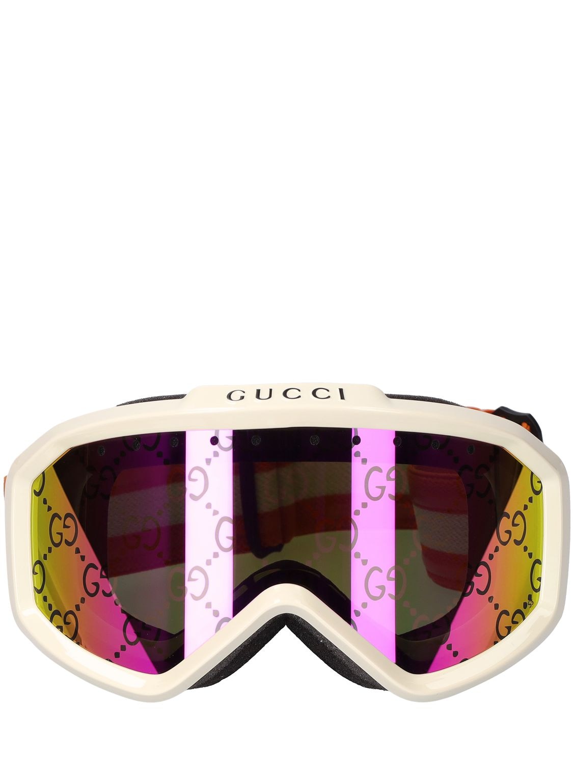 Gucci Logo Acetate Ski Goggles In Orange,pink