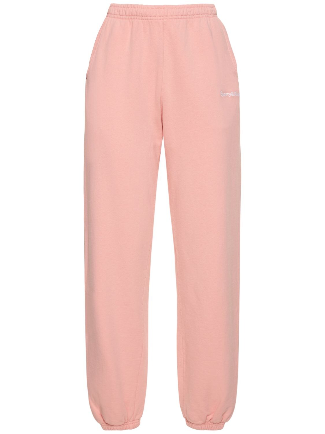 Sporty And Rich Embroidered Cotton-jersey Track Pants In Pink