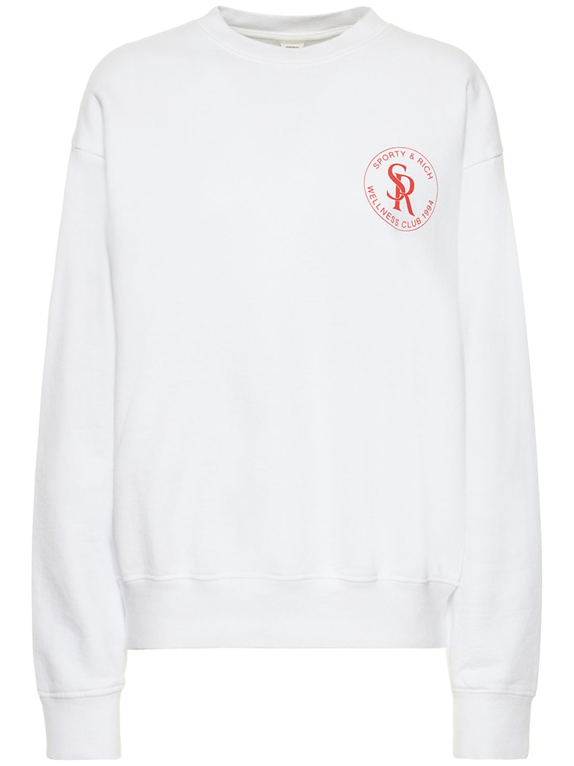 Sporty And Rich Wellness Logo-print Cotton-jersey Sweatshirt In White