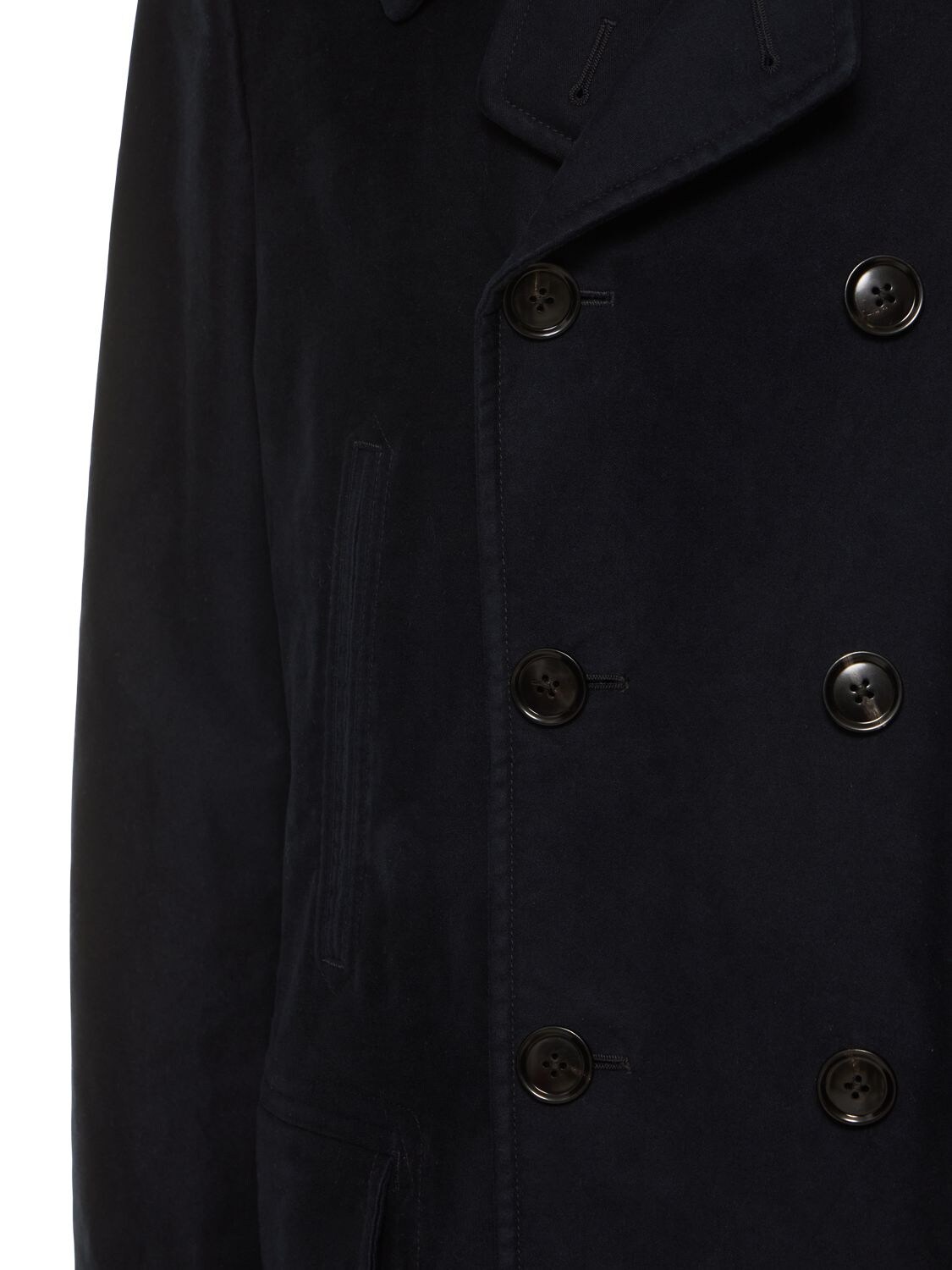 Tom Ford Cotton Moleskin Pea Coat In Blue | ModeSens