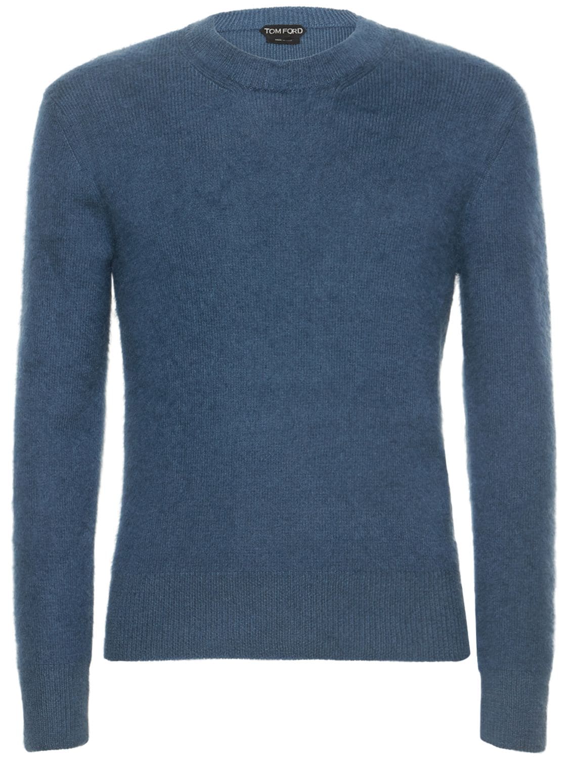 Tom Ford Crewneck Wool Blend Knit Sweater In Blue