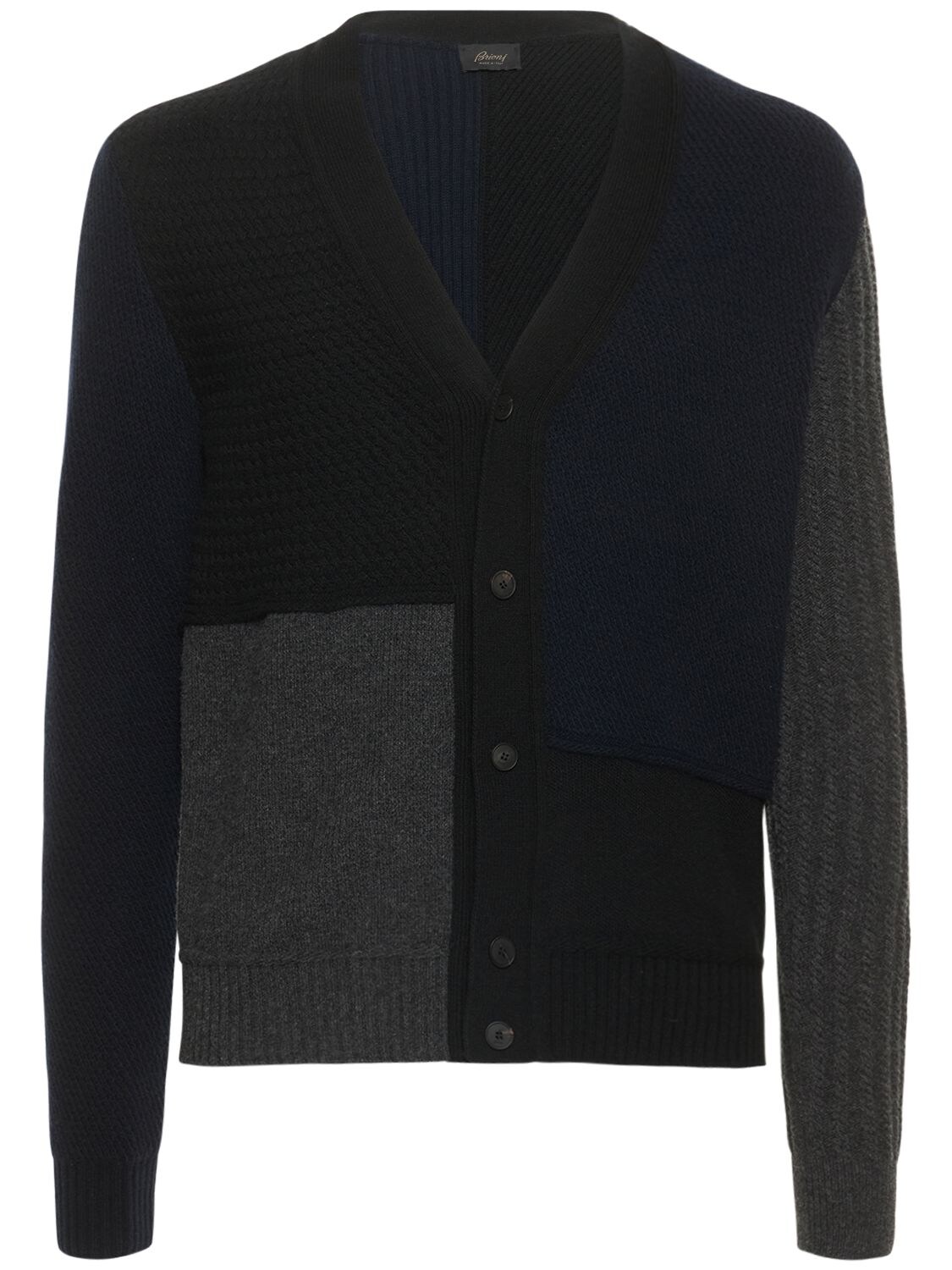 BRIONI PATCHWORK KNIT CARDIGAN