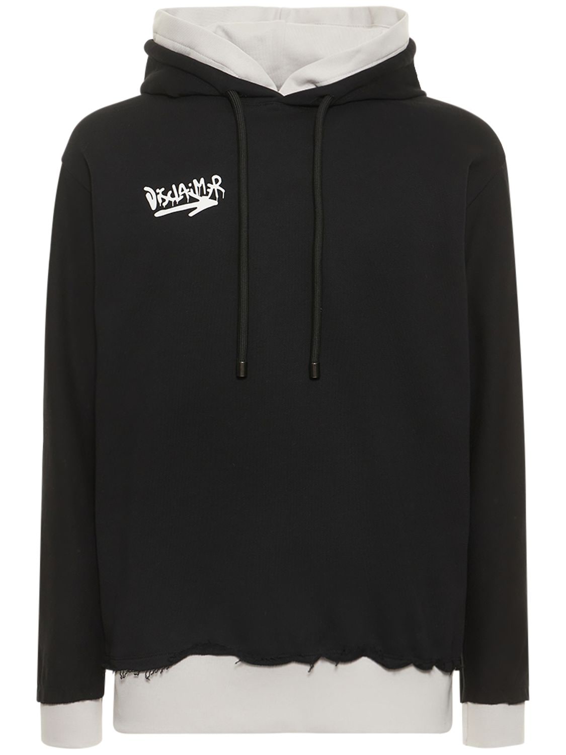 Disclaimer Double-layered Printed Cotton Hoodie In Black