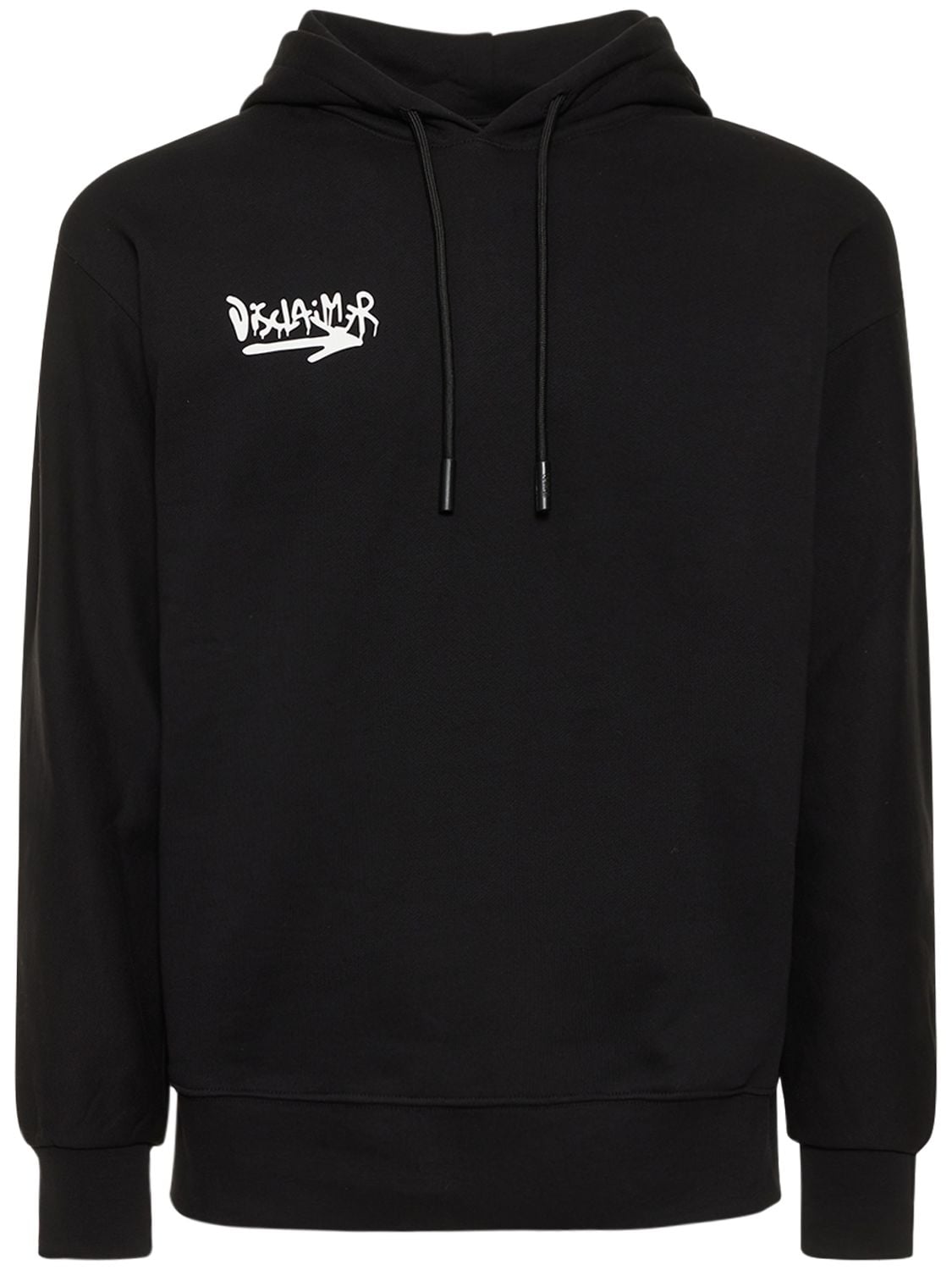 Disclaimer Back Logo Cotton Hoodie In Black,yellow