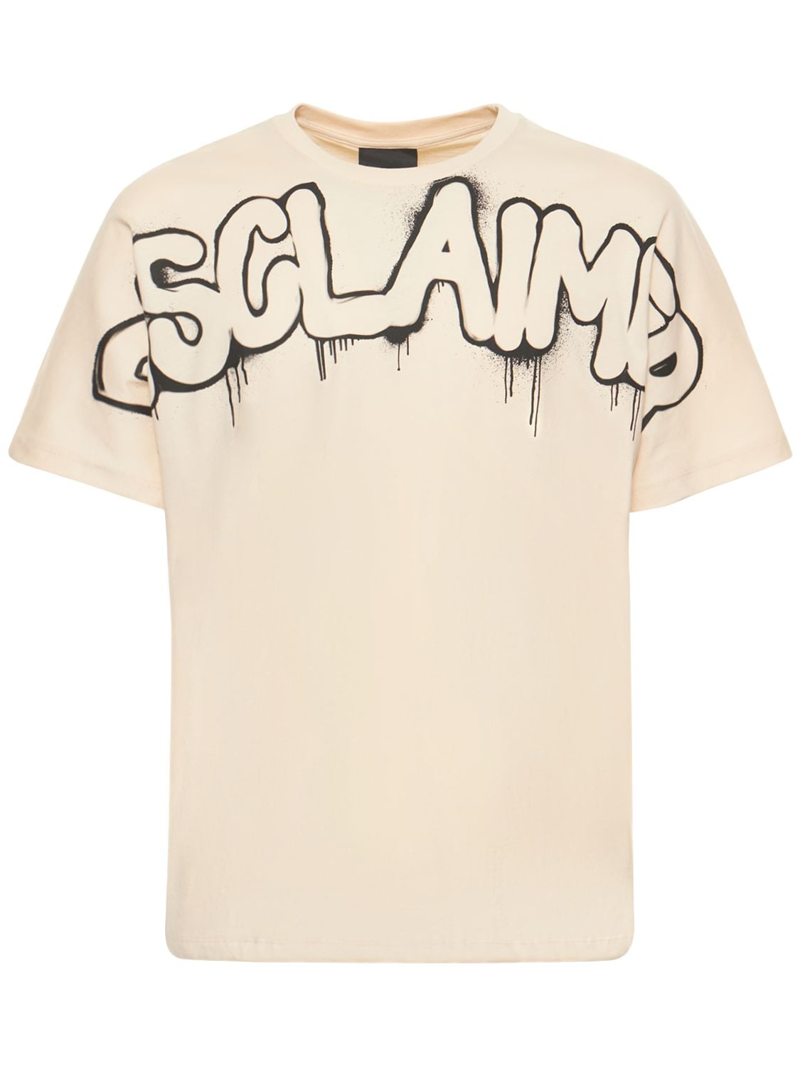 Disclaimer Logo Printed Cotton Jersey T-shirt In Beige,black