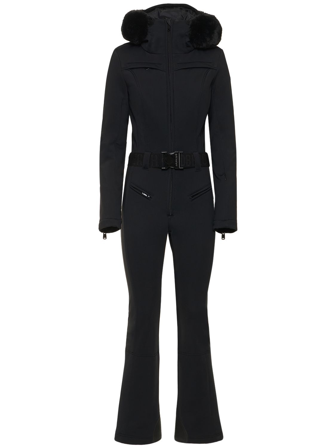 Shop Goldbergh Parry Ski Suit W/ Faux Fur Trim In Black