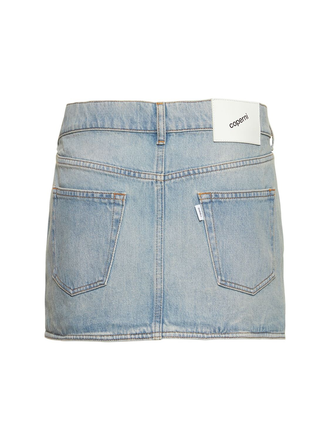 Shop Coperni Asymmetric Denim Mini Skirt In Blue