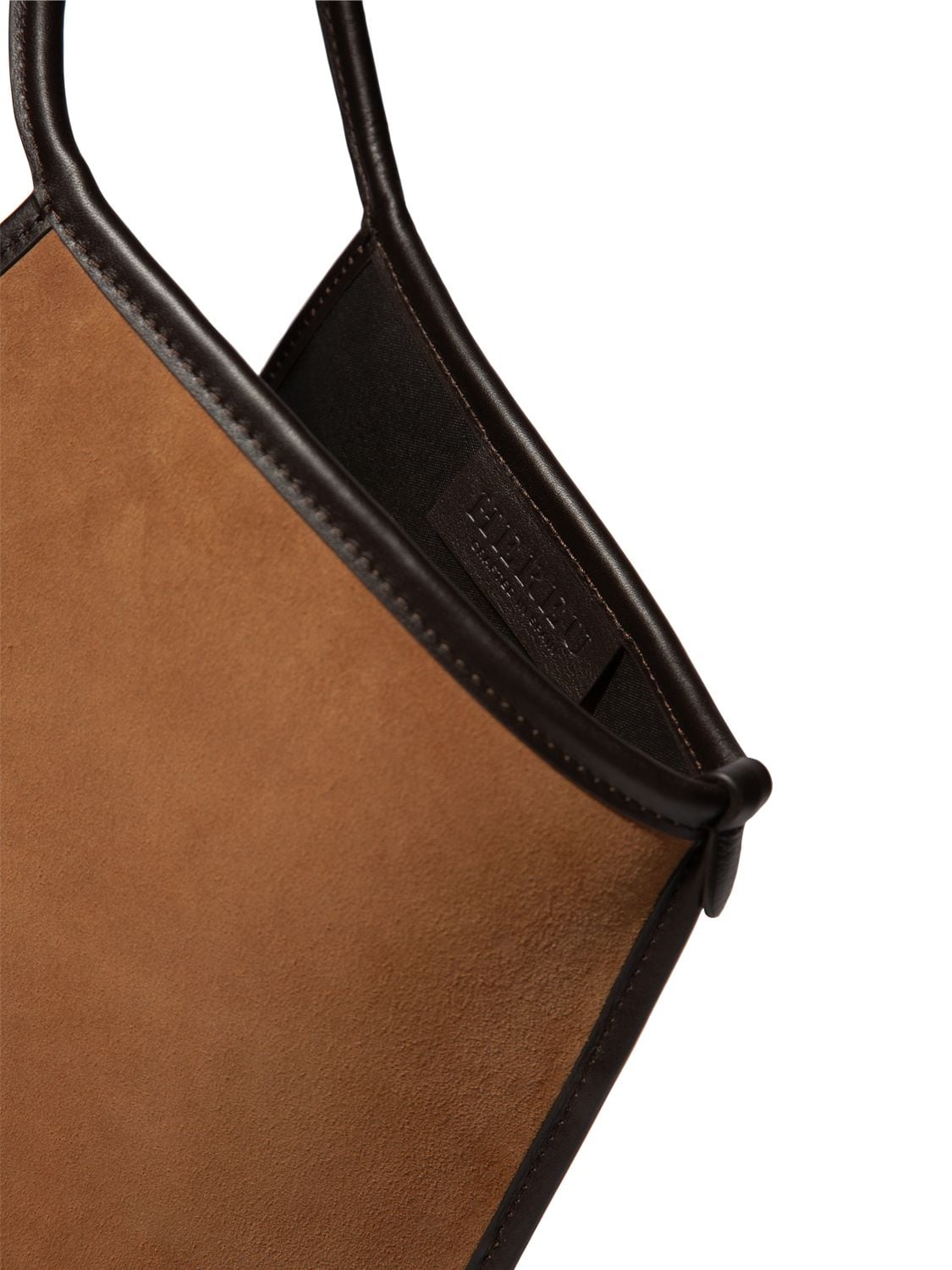 Shop Hereu Calella Suede Leather Shoulder Bag In Tan,dk Brown