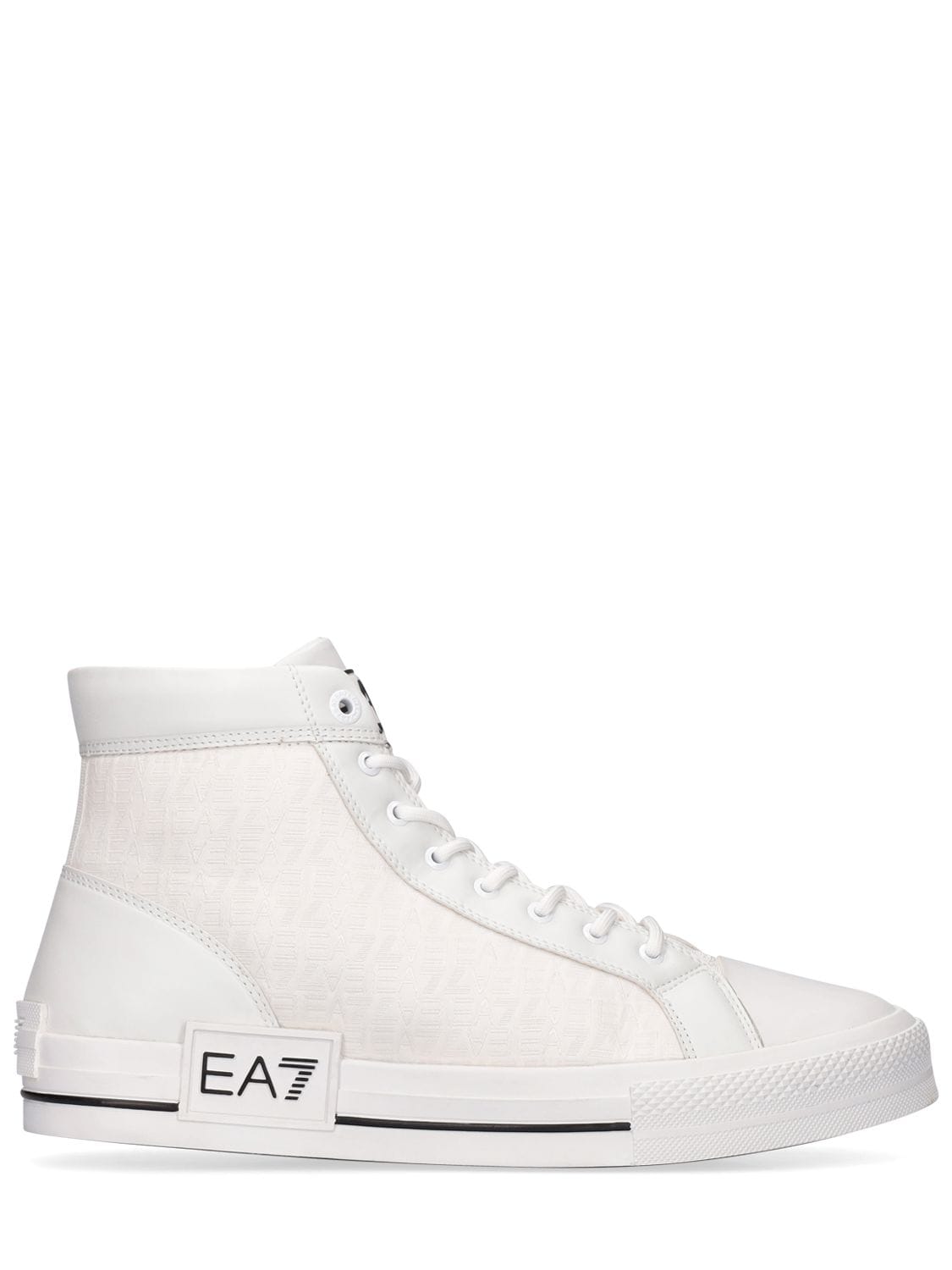Ea7 Vulcanized Poly High Top Sneakers In White