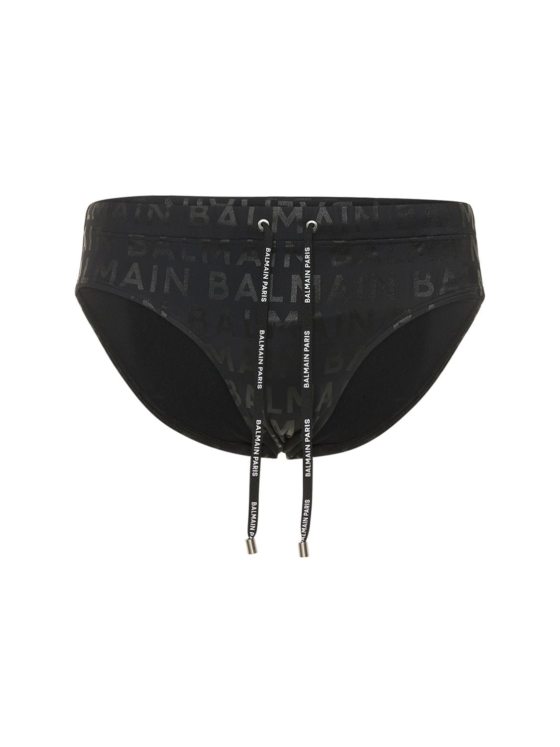 Balmain Underwear Logo Printed Nylon Swim Briefs In Black