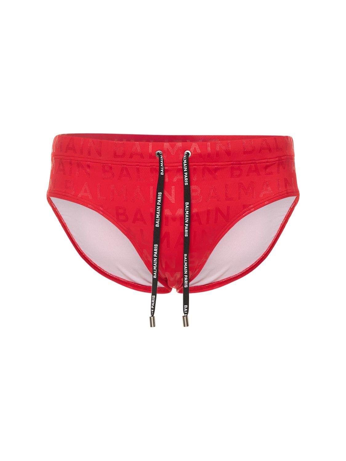 Balmain Underwear Logo Printed Nylon Swim Briefs In Red