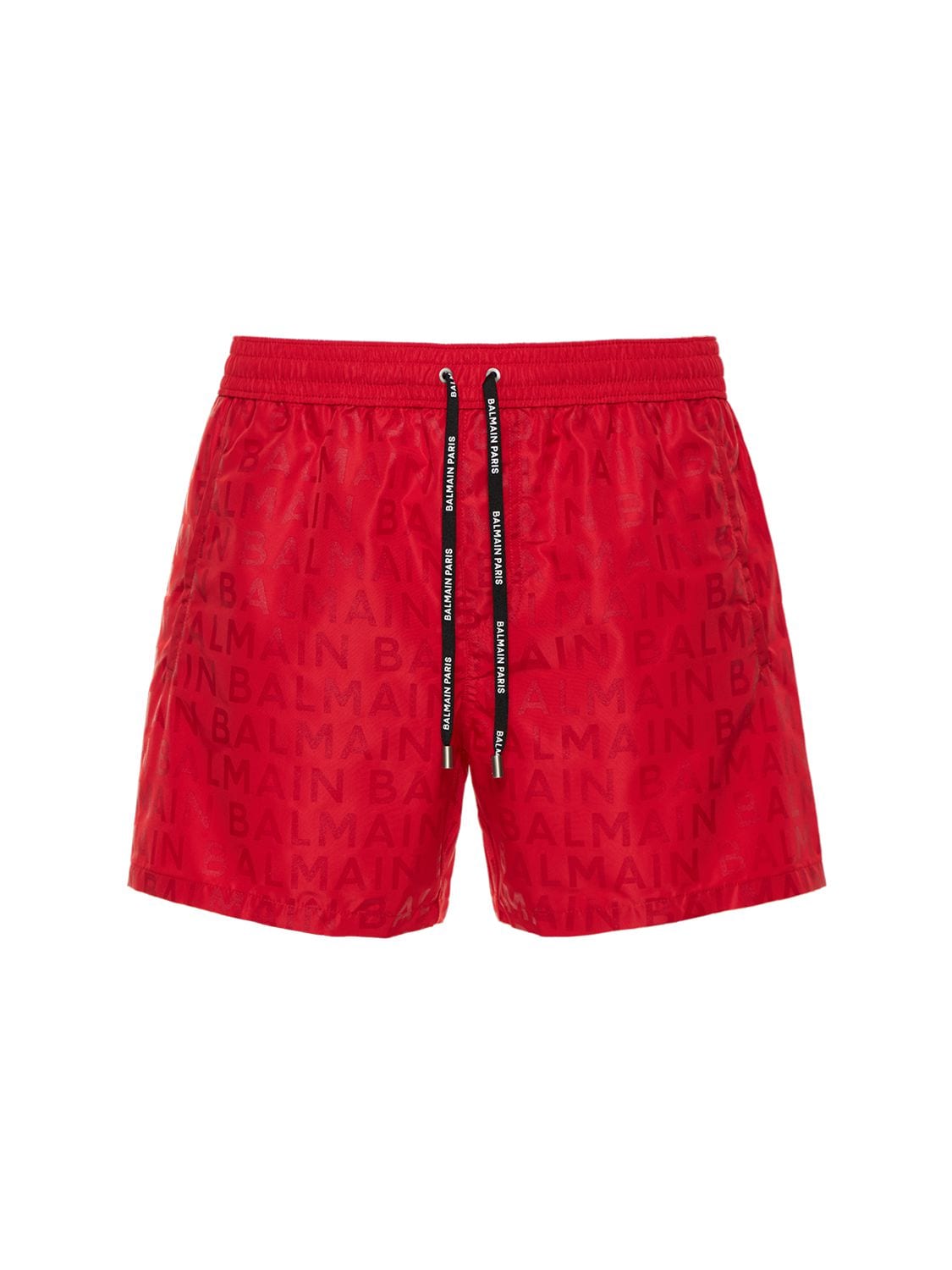 Balmain Underwear Logo Printed Nylon Swim Shorts In Red