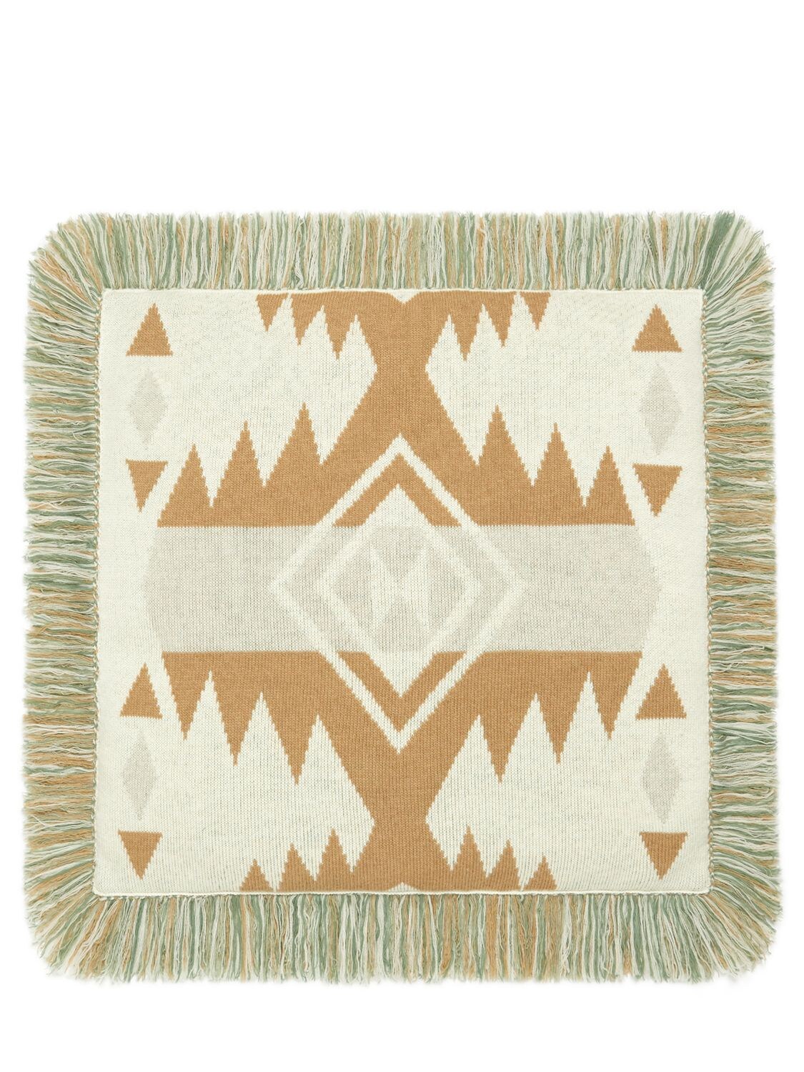 Alanui Icon Multicolor Wool Jacquard Cushion In Beige