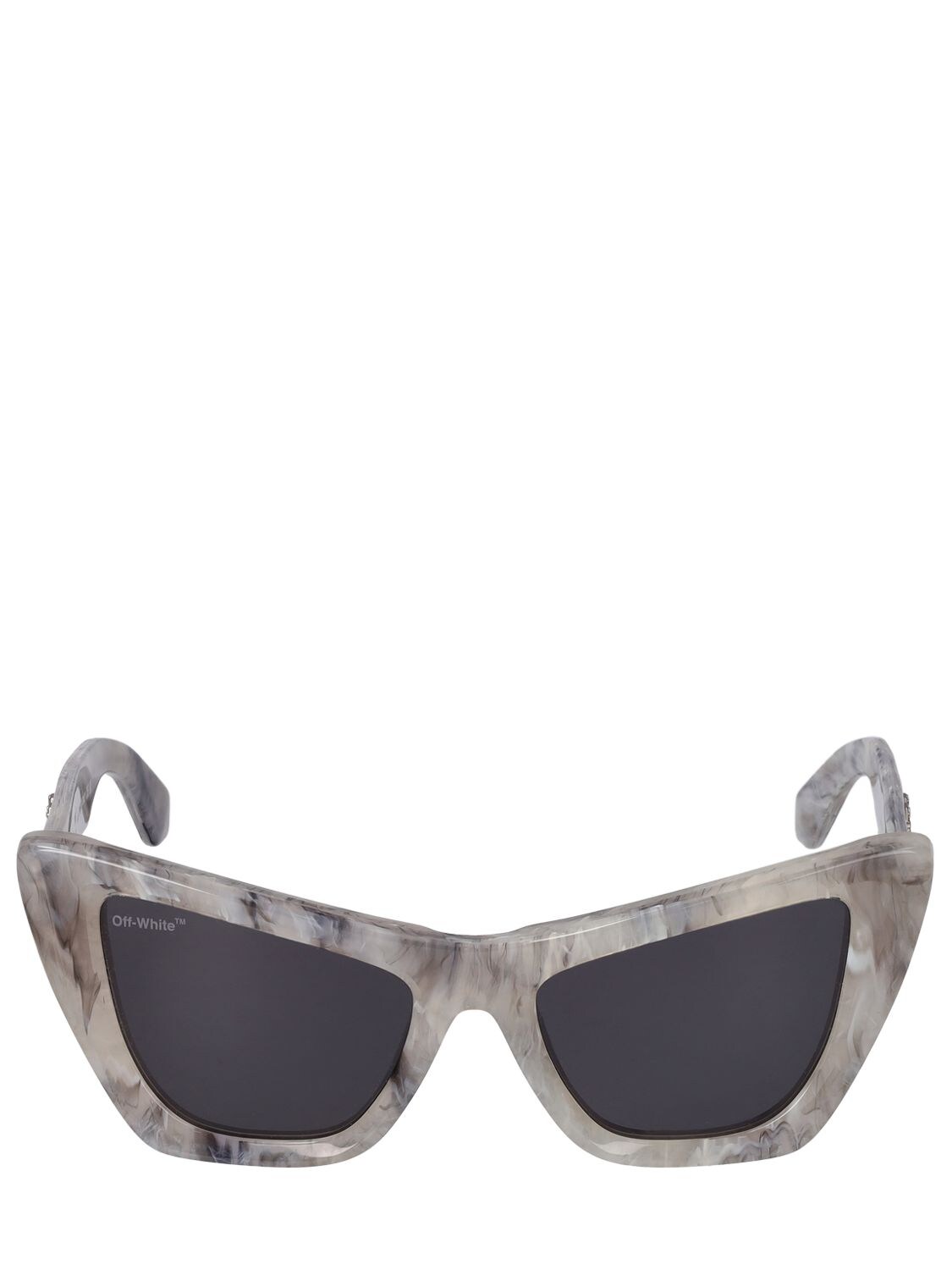 OFF-WHITE Sara Round Frame Sunglasses Dark Grey Marble/White